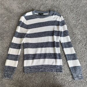 Express Striped Crewneck Sweater - White and Navy